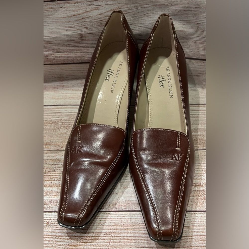 AK Anne Klein Womens Shoes Heels Fletcher 3” Leather Square Toe size 6 - Picture 4 of 10